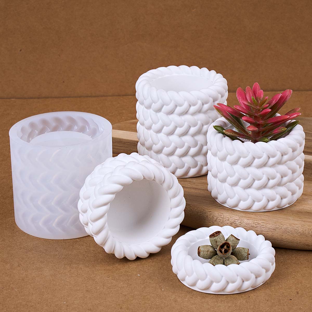 1/2/3/4 أرضيات حبل القنب شمعة  - مراجعة Coaster Mold Round وسعره